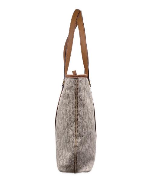 MICHAEL KORS（マイケルコース）MICHAEL KORS (マイケルコース) MICHAEL KORS マイケルコース SADY サディ MKシグネチャー トップジップ トートバッグ ラージ ブラウン×ホワイトの古着・服飾アイテム