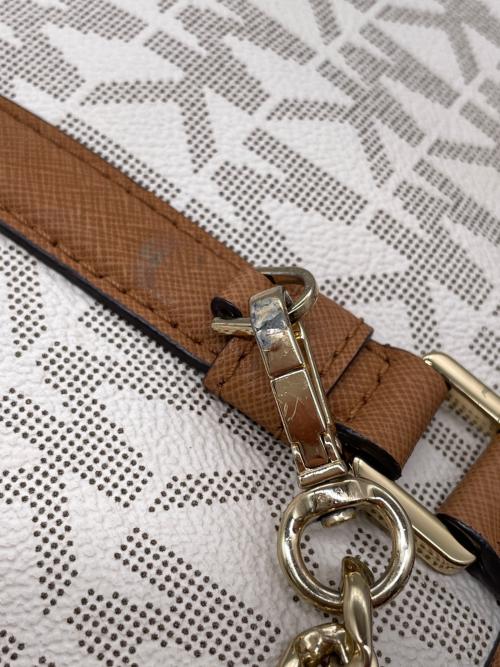 MICHAEL KORS（マイケルコース）MICHAEL KORS (マイケルコース) MICHAEL KORS マイケルコース SADY サディ MKシグネチャー トップジップ トートバッグ ラージ ブラウン×ホワイトの古着・服飾アイテム