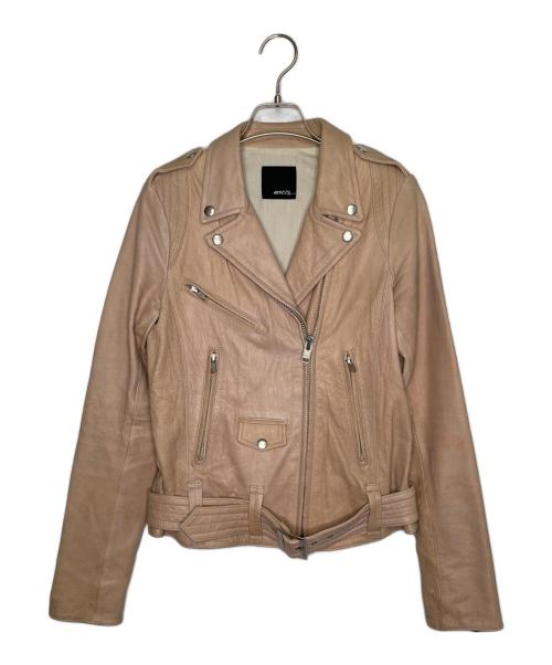 moussy（マウジー）moussy (マウジー) moussy マウジー ラムレザー ダブルライダースジャケット レザージャケット ピンク ベージュ サイズ:2の古着・服飾アイテム