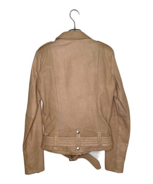 moussy（マウジー）moussy (マウジー) moussy マウジー ラムレザー ダブルライダースジャケット レザージャケット ピンク ベージュ サイズ:2の古着・服飾アイテム