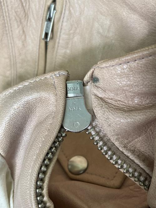 moussy（マウジー）moussy (マウジー) moussy マウジー ラムレザー ダブルライダースジャケット レザージャケット ピンク ベージュ サイズ:2の古着・服飾アイテム