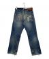 EVISU (エヴィス) EVISU エヴィス デニム パンツ ジーンズ 赤 カモメペイント ダメージあり インディゴ サイズ:W32 × L35：5000円
