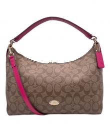 COACH（コーチ）の古着「COACH コーチ シグネチャー セレスト コンバーチブル ホーボー 2WAY ショルダーバッグ ハンドバッグ ピンク」｜ブラウン