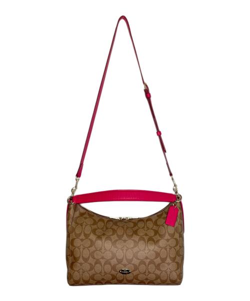 COACH（コーチ）COACH (コーチ) COACH コーチ シグネチャー セレスト コンバーチブル ホーボー 2WAY ショルダーバッグ ハンドバッグ ピンク ブラウンの古着・服飾アイテム