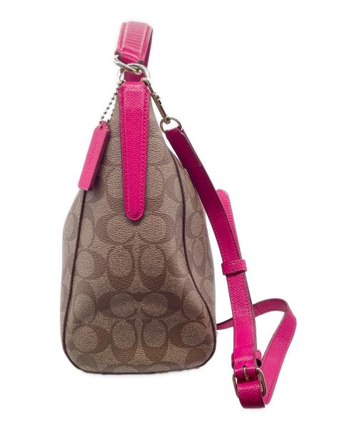 COACH（コーチ）COACH (コーチ) COACH コーチ シグネチャー セレスト コンバーチブル ホーボー 2WAY ショルダーバッグ ハンドバッグ ピンク ブラウンの古着・服飾アイテム