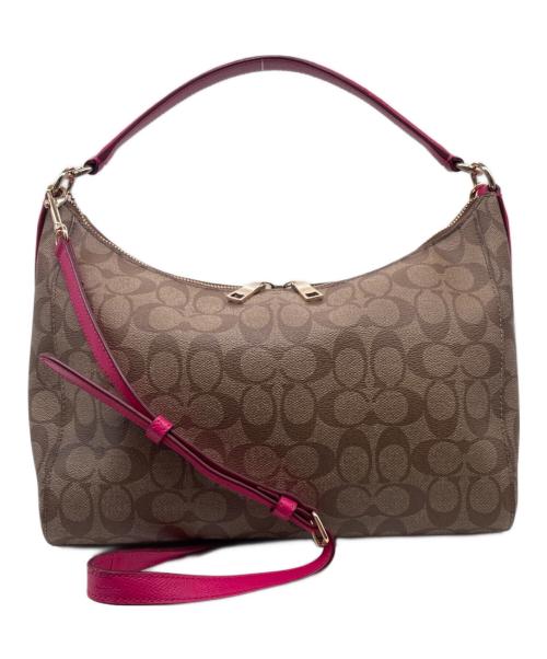 COACH（コーチ）COACH (コーチ) COACH コーチ シグネチャー セレスト コンバーチブル ホーボー 2WAY ショルダーバッグ ハンドバッグ ピンク ブラウンの古着・服飾アイテム