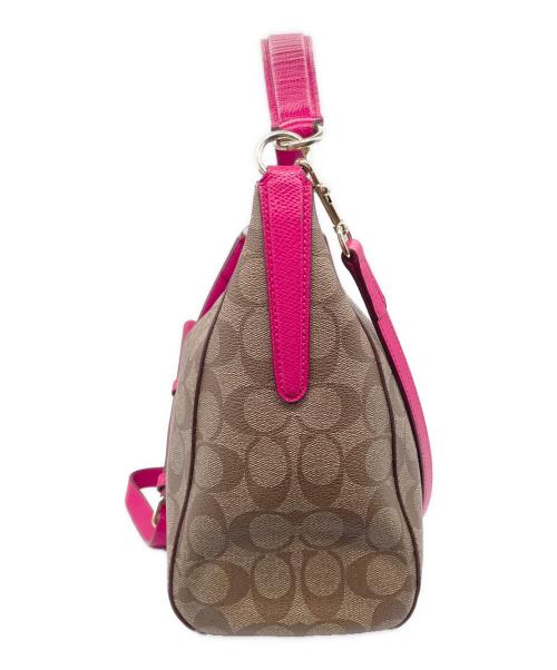COACH（コーチ）COACH (コーチ) COACH コーチ シグネチャー セレスト コンバーチブル ホーボー 2WAY ショルダーバッグ ハンドバッグ ピンク ブラウンの古着・服飾アイテム