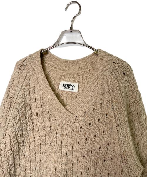 MM6 Maison Margiela（エムエムシックスメゾンマルジェラ）MM6 Maison Margiela (エムエムシックスメゾンマルジェラ) MM6 Maison Margiela エムエムシックス メゾンマルジェラ モヘア アンゴラ混 Vネック ケーブルニット ベージュ サイズ:Mの古着・服飾アイテム
