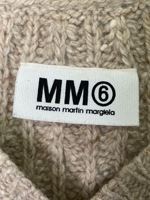 MM6 Maison Margiela（エムエムシックスメゾンマルジェラ）MM6 Maison Margiela (エムエムシックスメゾンマルジェラ) MM6 Maison Margiela エムエムシックス メゾンマルジェラ モヘア アンゴラ混 Vネック ケーブルニット ベージュ サイズ:Mの古着・服飾アイテム
