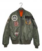 AVIREXアヴィレックス）の古着「AVIREX アヴィレックス TOP GUN トップガン ワッペン付 USAF MA-1 フライトジャケット」｜グリーン