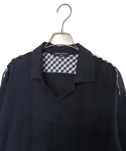 COMME des GARCONS HOMME（コムデギャルソン オム）COMME des GARCONS HOMME (コムデギャルソン オム) COMME des GARCONS HOMME コムデギャルソン オム 2007年秋冬 ギンガムチェック切替 ポロ 長袖Tシャツ ネイビー ネイビー サイズ:Mの古着・服飾アイテム