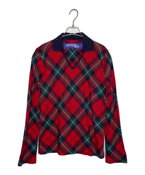 JUNYA WATANABE COMME des GARCONS MAN（ジュンヤ ワタナベ コム デ ギャルソン マン）JUNYA WATANABE COMME des GARCONS MAN ジュンヤ ワタナベ コム デ ギャルソン マン 2002AW HULL MIDDLE SCHOOL HORNETS チェック柄 ウール 長袖シャツ カットソーの古着・服飾アイテム