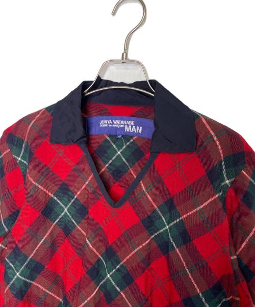 JUNYA WATANABE COMME des GARCONS MAN（ジュンヤ ワタナベ コム デ ギャルソン マン）JUNYA WATANABE COMME des GARCONS MAN ジュンヤ ワタナベ コム デ ギャルソン マン 2002AW HULL MIDDLE SCHOOL HORNETS チェック柄 ウール 長袖シャツ カットソーの古着・服飾アイテム