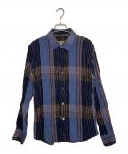 Yohji Yamamoto pour hommeヨウジヤマモト プールオム）の古着「Yohji Yamamoto pour homme ヨウジヤマモト プールオム チェック 織り柄 レーヨン コットン 長袖シャツ」｜ブルー