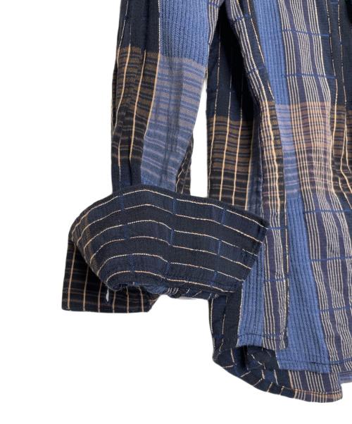 Yohji Yamamoto pour homme（ヨウジヤマモト プールオム）Yohji Yamamoto pour homme (ヨウジヤマモト プールオム) Yohji Yamamoto pour homme ヨウジヤマモト プールオム チェック 織り柄 レーヨン コットン 長袖シャツ ブルー サイズ:Sの古着・服飾アイテム