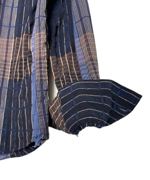 Yohji Yamamoto pour homme（ヨウジヤマモト プールオム）Yohji Yamamoto pour homme (ヨウジヤマモト プールオム) Yohji Yamamoto pour homme ヨウジヤマモト プールオム チェック 織り柄 レーヨン コットン 長袖シャツ ブルー サイズ:Sの古着・服飾アイテム
