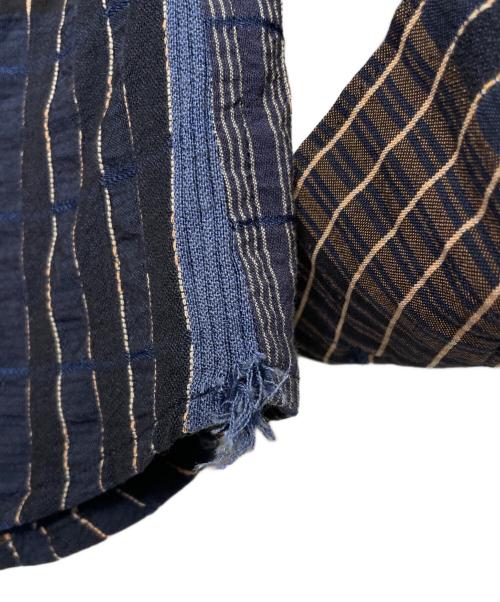 Yohji Yamamoto pour homme（ヨウジヤマモト プールオム）Yohji Yamamoto pour homme (ヨウジヤマモト プールオム) Yohji Yamamoto pour homme ヨウジヤマモト プールオム チェック 織り柄 レーヨン コットン 長袖シャツ ブルー サイズ:Sの古着・服飾アイテム