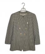 GIORGIO ARMANIジョルジオアルマーニ）の古着「GIORGIO ARMANI ジョルジオアルマーニ 80's 黒タグ チェック柄 スクエアノーカラー ダブルブレストジャケット」｜ターコイズ