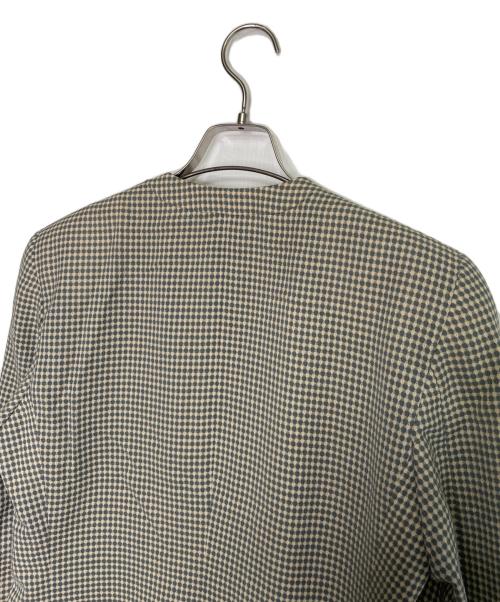 GIORGIO ARMANI（ジョルジオアルマーニ）GIORGIO ARMANI (ジョルジオアルマーニ) GIORGIO ARMANI ジョルジオアルマーニ 80's 黒タグ チェック柄 スクエアノーカラー ダブルブレストジャケット ターコイズ サイズ:40の古着・服飾アイテム