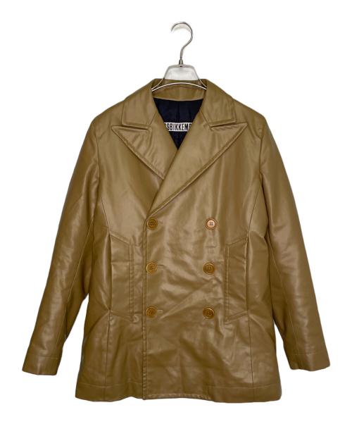 BIKKEMBERGS（ビッケンバーグ）BIKKEMBERGS (ビッケンバーグ) BIKKEMBERGS ビッケンバーグ フェイクレザー ダブルブレスト ピークドラペル テーラードジャケット ベージュ サイズ:Sの古着・服飾アイテム