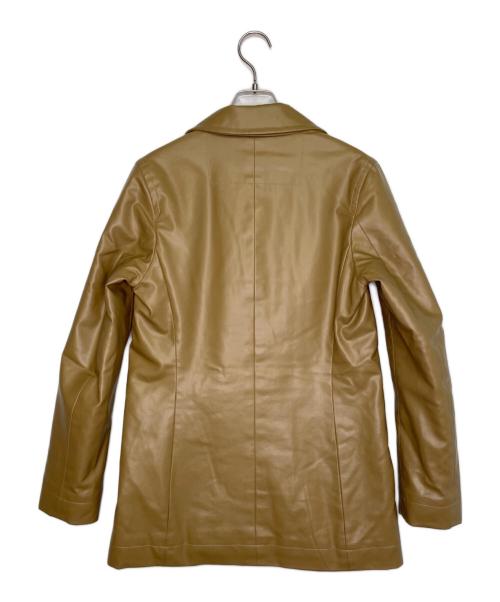 BIKKEMBERGS（ビッケンバーグ）BIKKEMBERGS (ビッケンバーグ) BIKKEMBERGS ビッケンバーグ フェイクレザー ダブルブレスト ピークドラペル テーラードジャケット ベージュ サイズ:Sの古着・服飾アイテム