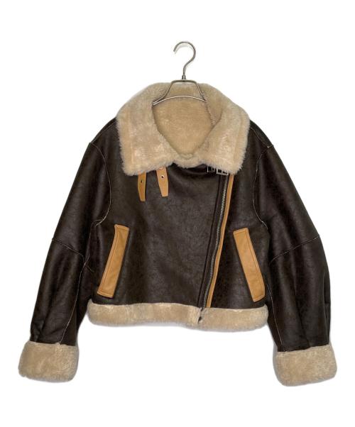 SLY（スライ）SLY (スライ) SLY スライ VINTAGE CRACK SHORT B-3 ボアジャケット ムートンジャケット ブラウン サイズ:FREEの古着・服飾アイテム