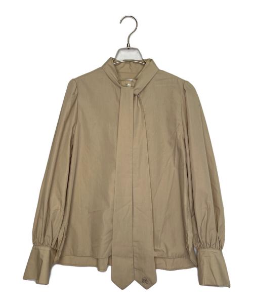 Audire（アウディーレ）Audire (アウディーレ) Audire アウディーレ bowtie volume blouse ボウタイシャツ 長袖シャツ 長袖ブラウス ベージュ ベージュ サイズ:Sの古着・服飾アイテム