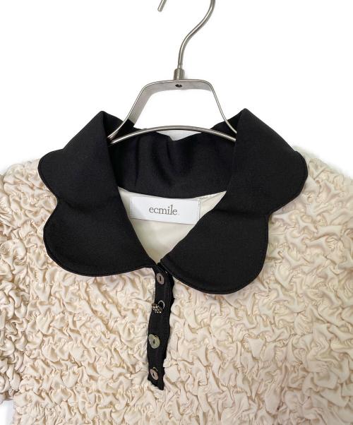 ecmile（エクミール）ecmile (エクミール) ecmile エクミール HEART COLLAR POLO ポップコーントップス ポロシャツ アイボリー×ブラック サイズ:FREEの古着・服飾アイテム