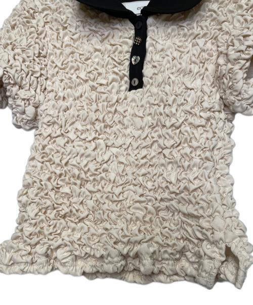 ecmile（エクミール）ecmile (エクミール) ecmile エクミール HEART COLLAR POLO ポップコーントップス ポロシャツ アイボリー×ブラック サイズ:FREEの古着・服飾アイテム