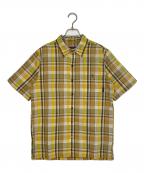 Patagoniaパタゴニア）の古着「Patagonia パタゴニア Puckerware Shirt パッカーウェアシャツ シアサッカー チェック 半袖シャツ イエロー カーキ」｜イエロー×ベージュ