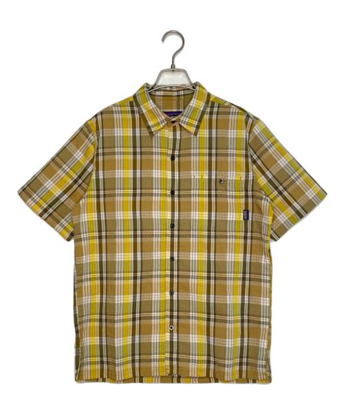 Patagonia（パタゴニア）Patagonia (パタゴニア) Patagonia パタゴニア Puckerware Shirt パッカーウェアシャツ シアサッカー チェック 半袖シャツ イエロー カーキ イエロー×ベージュ サイズ:Sの古着・服飾アイテム