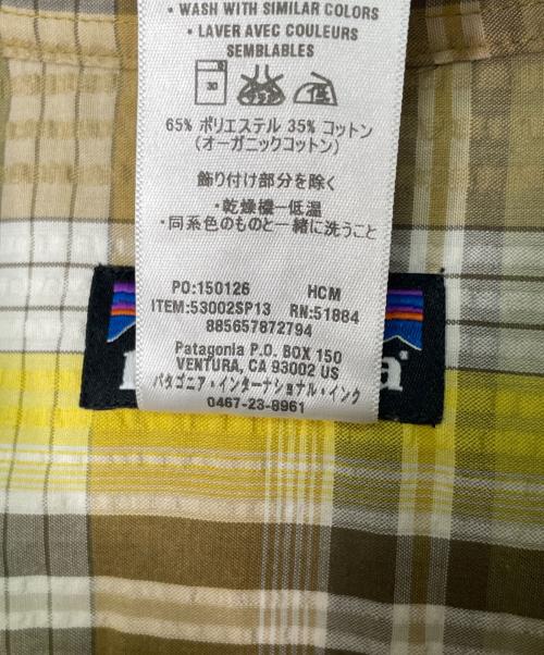 Patagonia（パタゴニア）Patagonia (パタゴニア) Patagonia パタゴニア Puckerware Shirt パッカーウェアシャツ シアサッカー チェック 半袖シャツ イエロー カーキ イエロー×ベージュ サイズ:Sの古着・服飾アイテム