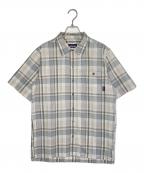 Patagoniaパタゴニア）の古着「Patagonia パタゴニア Puckerware Shirt パッカーウェアシャツ シアサッカー チェック 半袖シャツ フェザーグレー ブルー」｜グレー