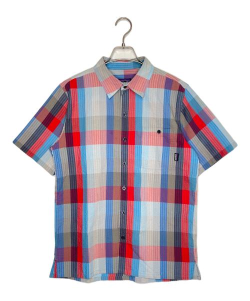 Patagonia（パタゴニア）Patagonia (パタゴニア) Patagonia パタゴニア Puckerware Shirt パッカーウェアシャツ シアサッカー チェック 半袖シャツ ブルー レッド ブルー×レッド サイズ:Sの古着・服飾アイテム