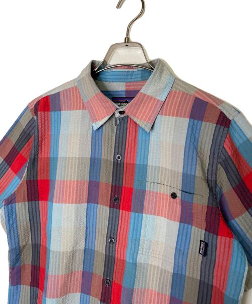 Patagonia（パタゴニア）Patagonia (パタゴニア) Patagonia パタゴニア Puckerware Shirt パッカーウェアシャツ シアサッカー チェック 半袖シャツ ブルー レッド ブルー×レッド サイズ:Sの古着・服飾アイテム