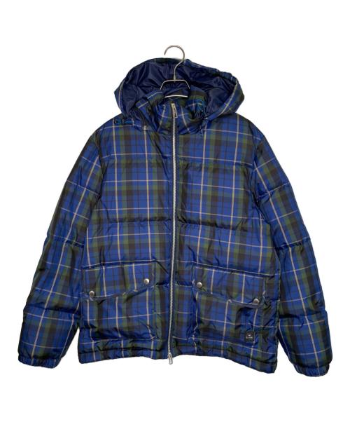 PS Paul Smith（ＰＳポールスミス）PS Paul Smith (ＰＳポールスミス) PS Paul Smith ＰＳポールスミス ブランケットチェック ダウンジャケット ブルー×ブラック サイズ:Lの古着・服飾アイテム