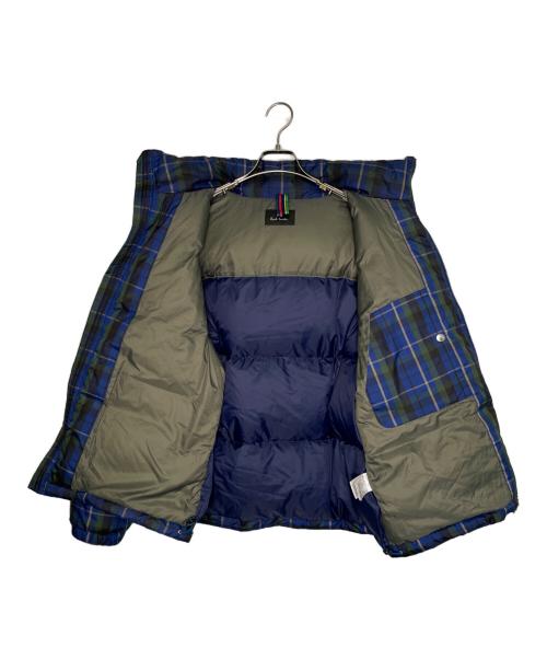 PS Paul Smith（ＰＳポールスミス）PS Paul Smith (ＰＳポールスミス) PS Paul Smith ＰＳポールスミス ブランケットチェック ダウンジャケット ブルー×ブラック サイズ:Lの古着・服飾アイテム