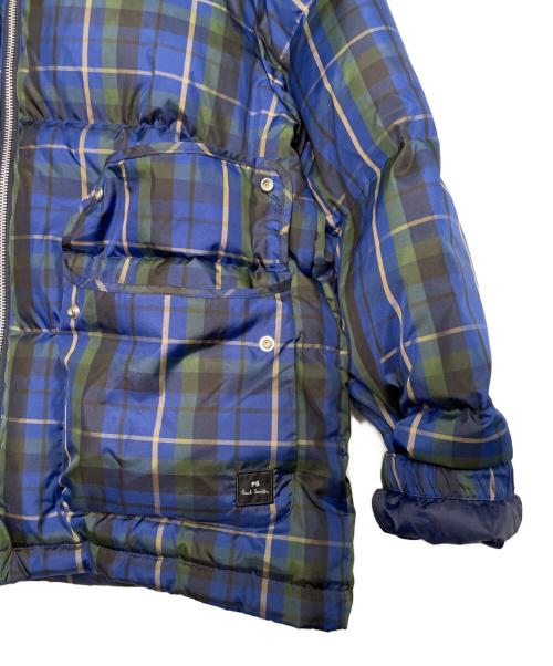 PS Paul Smith（ＰＳポールスミス）PS Paul Smith (ＰＳポールスミス) PS Paul Smith ＰＳポールスミス ブランケットチェック ダウンジャケット ブルー×ブラック サイズ:Lの古着・服飾アイテム