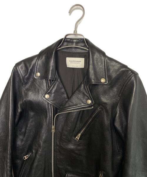 beautiful people（ビューティフルピープル）beautiful people beautiful people ビューティフルピープル VINTAGE LEATHER RIDERS JACKET ヴィンテージレザー ライダースジャケット ダブルライダース  ブラック サイズ:190の古着・服飾アイテム