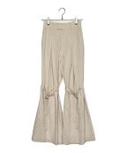 MAISON SPECIALメゾンスペシャル）の古着「MAISON SPECIAL メゾンスペシャル 2022SS ボンテージ スラックスパンツ ピンストライプ レーヨン 麻混」｜ベージュ