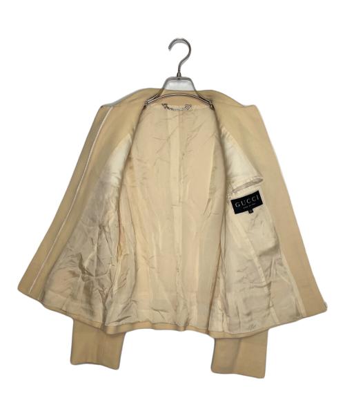 GUCCI（グッチ）GUCCI (グッチ) GUCCI グッチ 96年 トムフォード期 ZAMASPORT期 テーラードジャケット ジップアップ ショートジャケット  ベージュ サイズ:40の古着・服飾アイテム