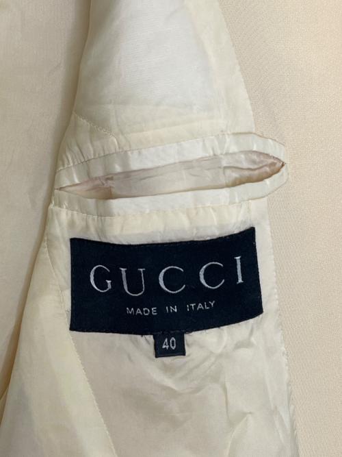 GUCCI（グッチ）GUCCI (グッチ) GUCCI グッチ 96年 トムフォード期 ZAMASPORT期 テーラードジャケット ジップアップ ショートジャケット  ベージュ サイズ:40の古着・服飾アイテム