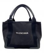 BALENCIAGAバレンシアガ）の古着「BALENCIAGA バレンシアガ ネイビーカバスS ロゴ トート ハンドバッグ」｜ブラック