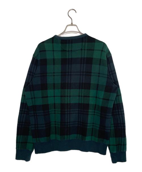 POLO RALPH LAUREN（ポロ・ラルフローレン）POLO RALPH LAUREN (ポロ・ラルフローレン) POLO RALPH LAUREN ポロ ラルフローレン ブラックウォッチ柄 エクステリアン刺繍 ポニー刺繍 プラッドフリース スウェット グリーン サイズ:Lの古着・服飾アイテム