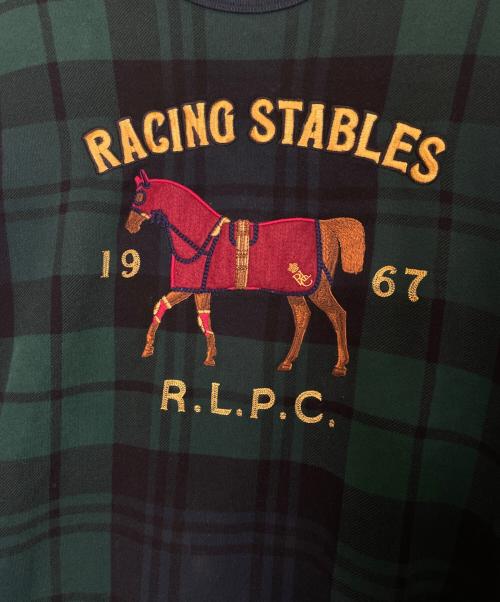 POLO RALPH LAUREN（ポロ・ラルフローレン）POLO RALPH LAUREN (ポロ・ラルフローレン) POLO RALPH LAUREN ポロ ラルフローレン ブラックウォッチ柄 エクステリアン刺繍 ポニー刺繍 プラッドフリース スウェット グリーン サイズ:Lの古着・服飾アイテム