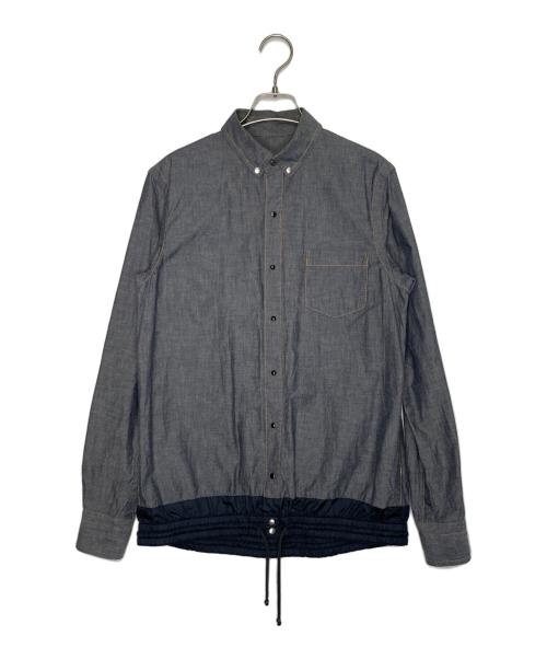 sacai（サカイ）sacai (サカイ) sacai サカイ 2012AW シャンブレー 切り替え 長袖シャツ ドローコードシャツブルゾン グレー サイズ:1の古着・服飾アイテム