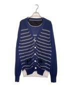 sacaiサカイ）の古着「sacai サカイ 2013SS Vネック ボーダー カーディガン 薄手」｜ネイビー