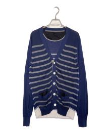 sacai（サカイ）の古着「sacai サカイ 2013SS Vネック ボーダー カーディガン 薄手」｜ネイビー