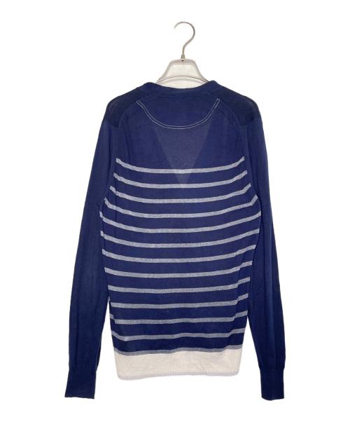 sacai（サカイ）sacai (サカイ) sacai サカイ 2013SS Vネック ボーダー カーディガン 薄手 ネイビー サイズ:1の古着・服飾アイテム