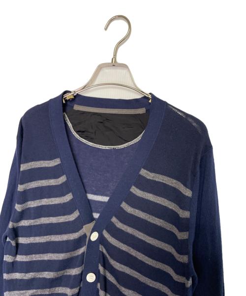 sacai（サカイ）sacai (サカイ) sacai サカイ 2013SS Vネック ボーダー カーディガン 薄手 ネイビー サイズ:1の古着・服飾アイテム